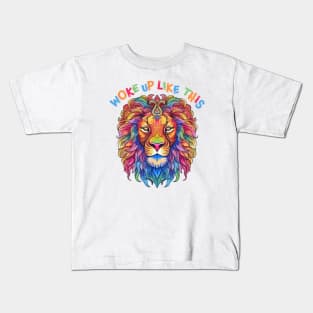 Stylish Colorful Lion Mane, Woke Up Like this! Perfect Hair. Kids T-Shirt